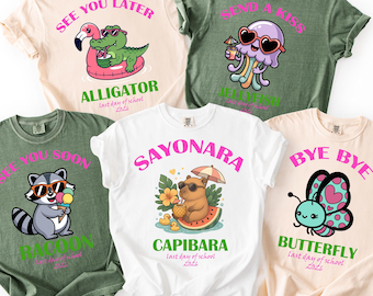 Chemise couleur confort pour le dernier jour d'école, 2026 t-shirt d'adieu animal assorti de l'équipe d'enseignants, tenues assorties pour le dernier jour d'école