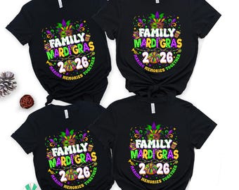 Familie Mardi Gras 2026-shirt, bijpassend carnavalsshirt, Mardi Gras Crew-T-shirt, carnavalsfeesttop, 2026 Making Memories Together-kleding