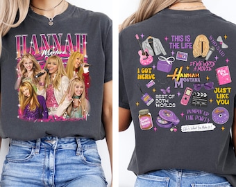 Comfort kleuren Hannah Montana 20e verjaardag shirt, Disney Hannah Montana T-shirt, Hannah Montana fan cadeau, Hannah outfit, Disney tv-show top