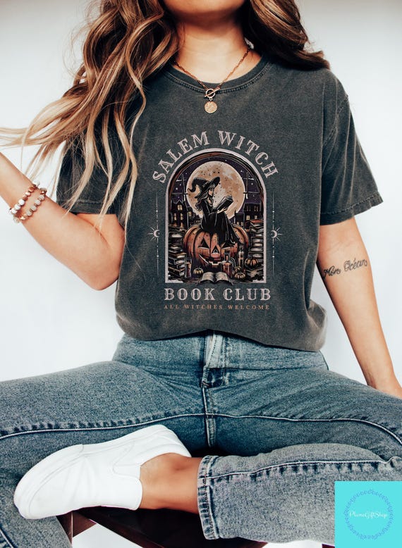 Witchy Book Club Shirt, Spooky Girl Reading Shirt, Book Lover Halloween T Shirt, Witches Salem Sweater, Salem Massachusetts Halloween Shirt