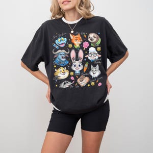 Comfort Colors Disney Zootopia Characters Signature Sketch Shirt, Judy Hopps Nick Wilde Zotropolis Family Matching Tee, WDW Disneyland Top image 3