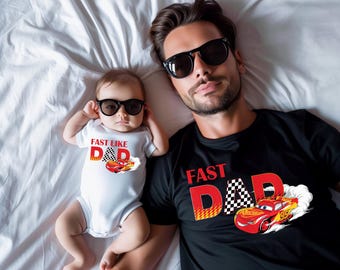 Lightning McQueen Matching Dad and Son T-Shirt, Fast Dad Fast Like Dad Disney Cars  Tee, Race Car 95 Pixar Shirt, Dada Holiday Apparel