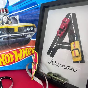 Personalized Hot Wheels Shadow Box: Custom Car Name Display, Kids Room Decor