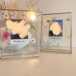 Pressad blomram: Äkta torkade blommor flytande glasminnessak (8x10)