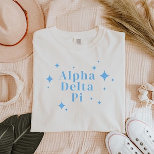 Licensed Alpha Delta Pi Blue Stars Sorority Comfort Colors Tshirt,Sorority Rush Gift,Big/Little Gift,Rush Week Gift Idea,Alumni Shirt ADPi