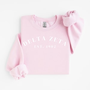 Lizenzierter Delta Zeta DZ Pullover mit weißen Buchstaben (gegr. 1902), Geschenkidee für die Sorority-Einführungswoche, Geschenk für die Mentorin/das Mentor-Mitglied, Geschenkidee für die Einführungswoche, Geschenkidee
