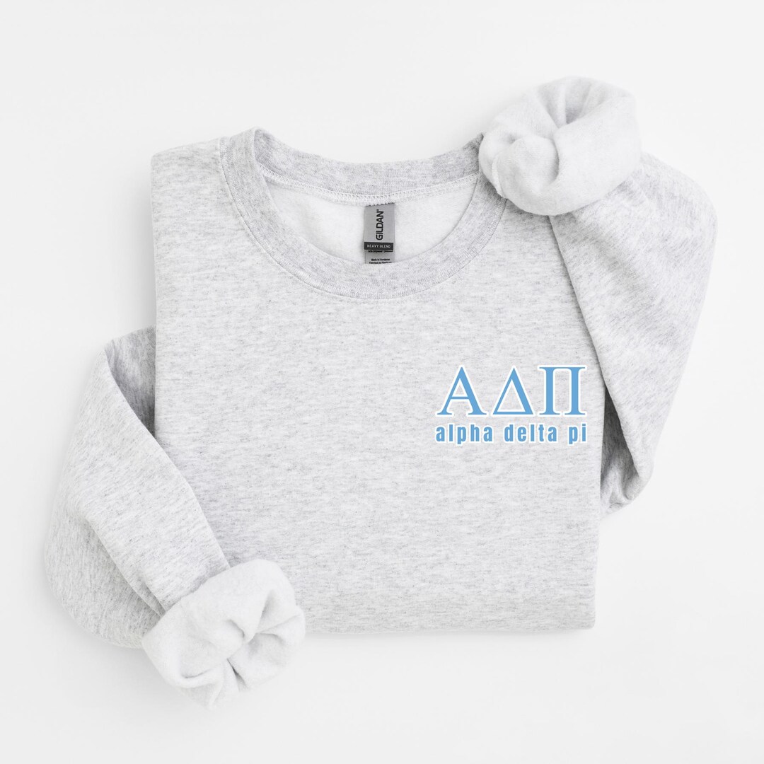 Adpi Blue Letters Licensed Alpha Delta Pi Blue Letters Sorority Crewneck Sweater ...