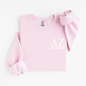 Officieel Delta Zeta DZ trui met witte letters, ideaal als introductiecadeau voor studentenverenigingen, cadeau voor 'big/little', cadeau tijdens de introductieweek, cadeau-idee