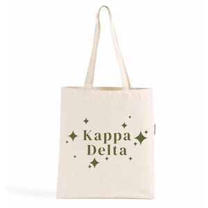 Bolso de lona Kappa Delta, bolso de la hermandad KD, regalo para el día de la iniciación, bolso para la semana de reclutamiento, bolso de lona para la vida griega, regalo universitario
