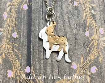 Cheetah Mama Necklace, Add more charms, Personalize, Choose Silver or Gold or Both
