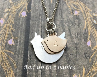 Hen Mama Necklace, Add more charms, Personalize, Choose Silver or Gold or Both