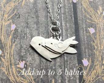 Mama Beluga Necklace, Add more charms, Personalize, Choose Silver or Gold or Both