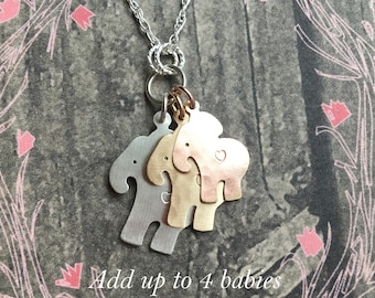 Generations Elephant Necklace , Add more charms, Personalize, Choose Silver or Gold or Both