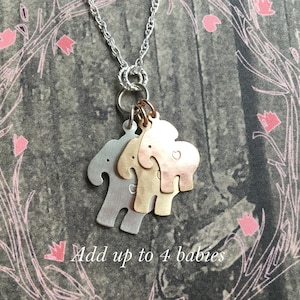 Generations Elephant Necklace , Add more charms, Personalize, Choose Silver or Gold or Both image 1