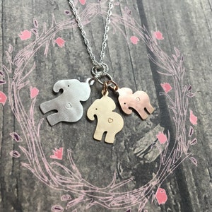 Generations Elephant Necklace , Add more charms, Personalize, Choose Silver or Gold or Both image 3