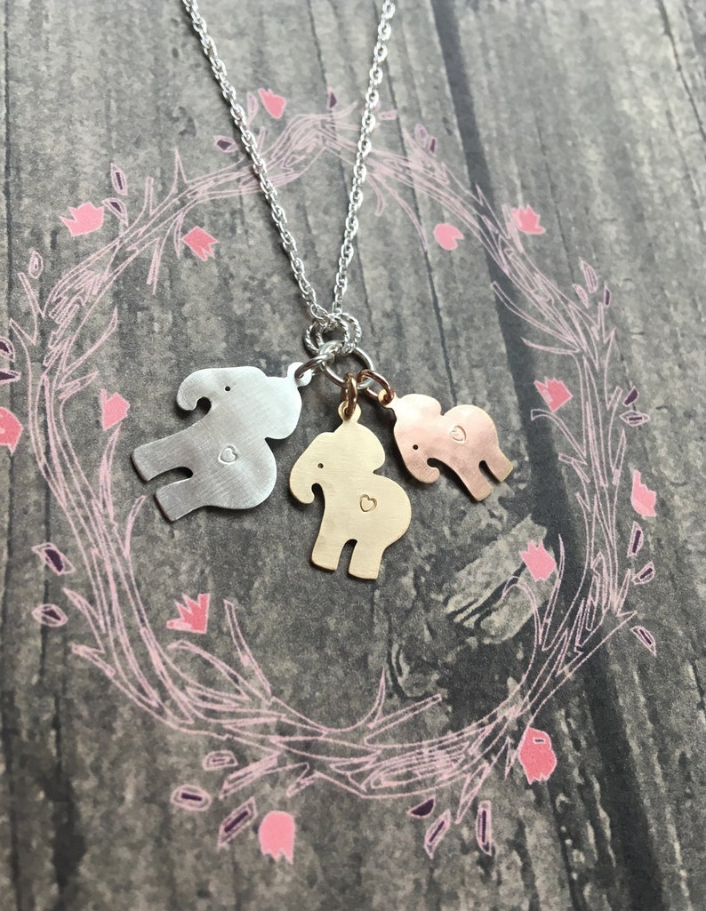 Generations Elephant Necklace , Add more charms, Personalize, Choose Silver or Gold or Both image 3