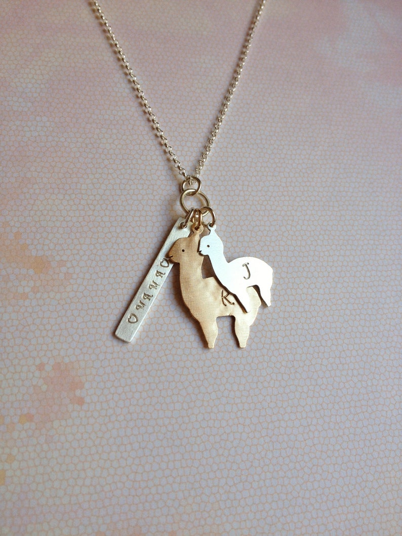 New Mom Gift Family Name Mama Llama For Mom to Be Twins Mom Alpaca Jewelry Mother Gift Family Necklace Personalized Jewelry