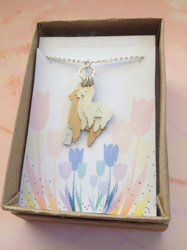 New Mom Gift Family Name Mama Llama For Mom to Be Twins Mom Alpaca Jewelry Mother Gift Family Necklace Personalized Jewelry