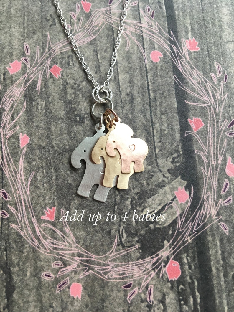 Generations Elephant Necklace , Add more charms, Personalize, Choose Silver or Gold or Both image 1