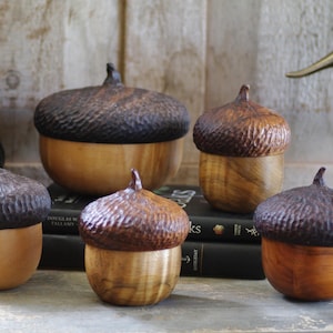 Wooden Acorn Box, Keepsake Box,  Jewelry Storage, Wood Box, Gift Under 100, Naturalist