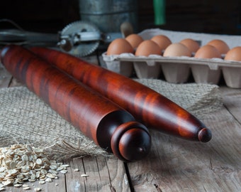 Acorn Pastry Baton,  Tapered Rolling Pin, French Pin, Dark Rolling Pin, Wood Wedding Gift