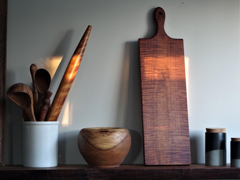 Walnut Lunch Board, French Breadboard, Breakfast Board, Cheese Platter, Serving Board, Table Plank image 6