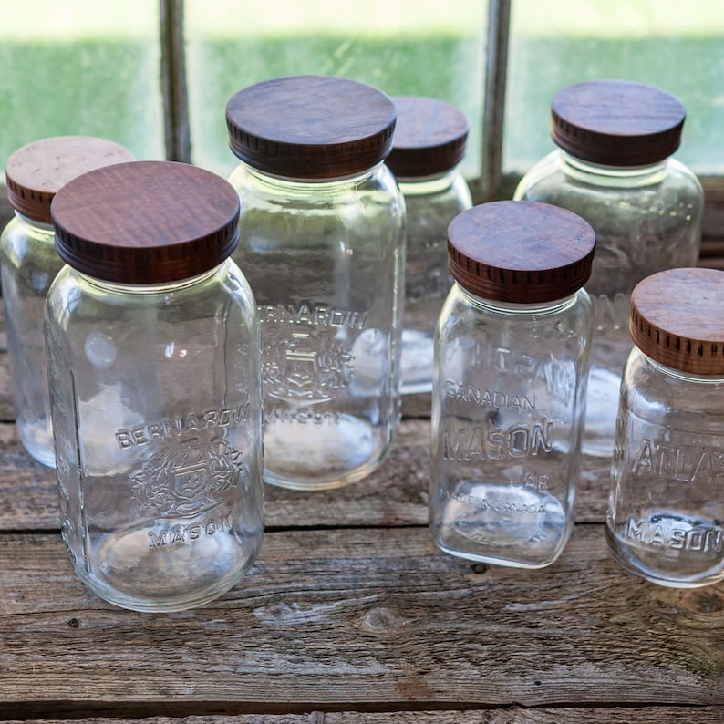 Set of 4 Wood Mason Jar Tops Four Wood Canning Jar Lids Wood Etsy