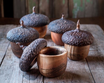 Boîte à boutons gland des bois, boîte à bijoux souvenir, boîte en bois, boîte à bagues, cadeau de moins de 100 ans, naturaliste