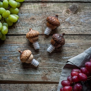 Two Acorn Wine Stops, Set of Bottle Stoppers, Hostess Gift, Wine Stoppers, Gift under 30 image 4