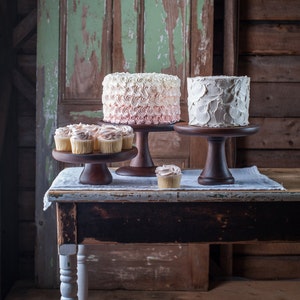 Walnut Cake Stand, Turned Wood Cake Platter, Cake Pedestal, Wedding Cake Stand, Cupcake Stand, Dessert Pedestal, Hostess and Gourmet image 2