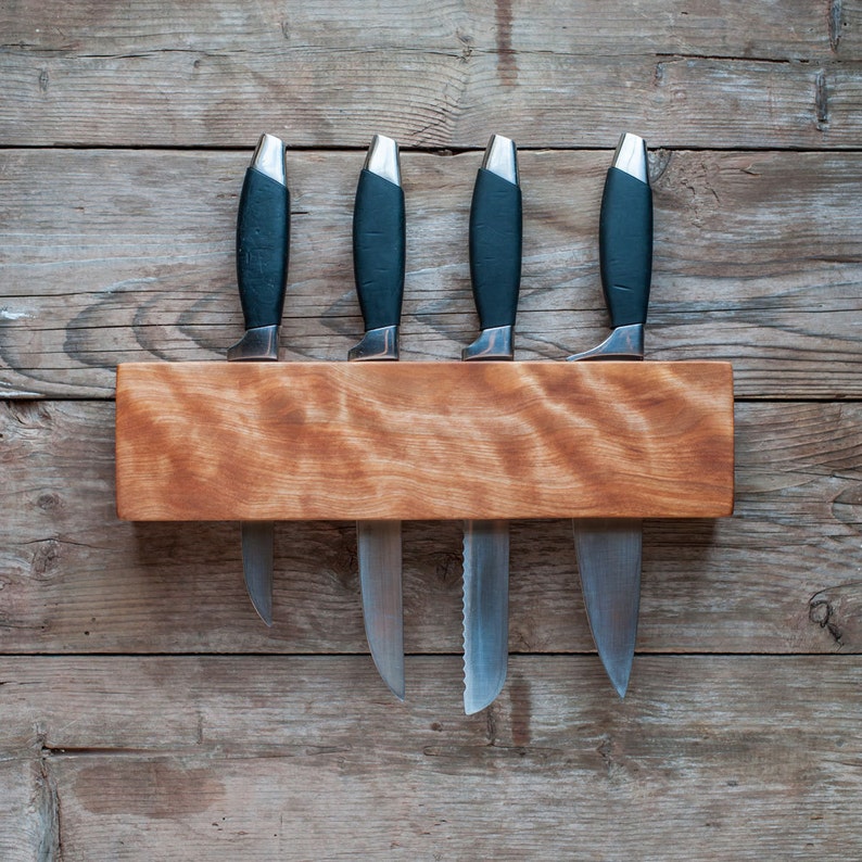 Kitchen Knife Holder, Wood Knife Rack, Wall Knife Holder, Wall Knife Block, Carving Knife Holder, Personalized Gift, Kitchen Storage image 1