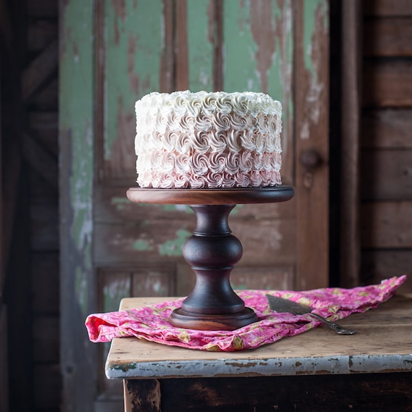 Walnut Cake Stand, Turned Wood Cake Platter, Cake Pedestal, Wedding Cake Stand, Cupcake Stand, Dessert Pedestal, Hostess and Gourmet