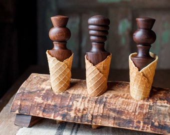 Waffle Cone Roller - Sugar Cone Roller - Pizzelle Cone Roller - Homemade Ice Cream Cone Coronet - Wood Krumkake Roller