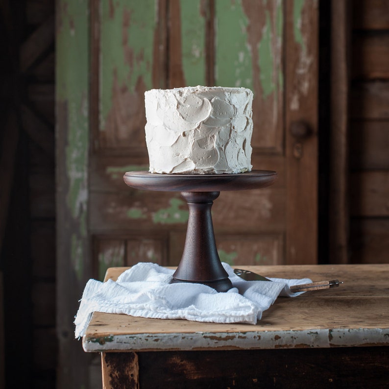 Walnut Cake Stand, Turned Wood Cake Platter, Cake Pedestal, Wedding Cake Stand, Cupcake Stand, Dessert Pedestal, Hostess and Gourmet image 1