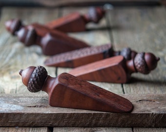 Acorn Doorstops, Set of 2 Door Wedges, Wood Door Stop Set, Wood Door Holder, Stocking Stuffer, Hostess Gift, Housewarming Gift