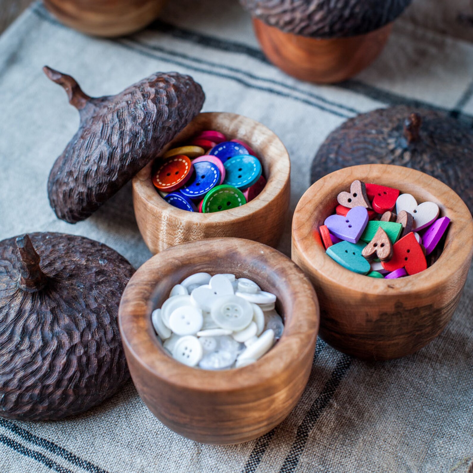 Woodland Acorn Button Box Keepsake Jewelry Box Wood Box Etsy