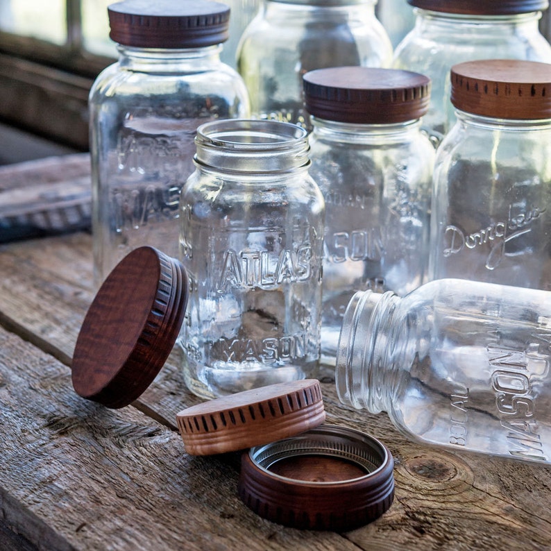 Wood Mason Jar Lids 2 Kitchen Gifts Wood Top for Canning Etsy