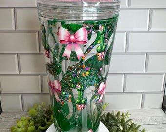 Cactus & Bow 24oz Snow Globe Lava Cup with Straw Topper