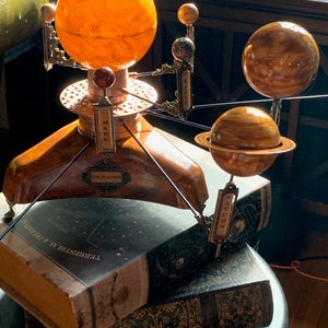 Dark Academia Victorian Style Steampunk Solar System Motorized Orrery Kinetic Stem Artist Created Planetarium Space image 3