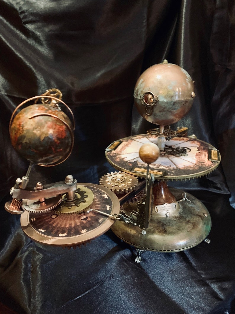 FLASH SALE Jules Verne Inspired Steampunk Orrery Solar System Planetarium Solar System STEM Astronomy image 1