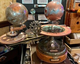 New model Orrery, Earth Sun Moon Orrery Teaching tool, art object big and showy very steampunk Jules Verne