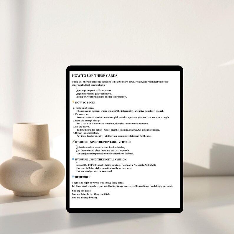 Self Therapy Cards PDF | Printable Mental Health Journal Prompts ...