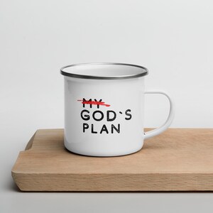 God’s Plan Enamel Mug – Christian Camper Cup | Inspirational Quote Faith Gift | Trendy Durable Camp Mug