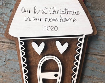 Our First Home Ornament, Our first Christmas,  New Home Gift, Christmas Gift, Wood Ornament. Christmas decor