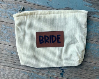 Personalized Corduroy Bride Makeup Bag: Bridal Shower Gift
