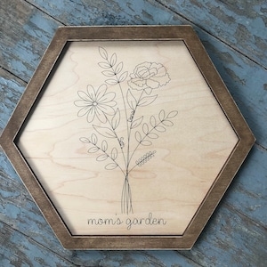 Wood Birth Flower, Engraved Birth Flower Sign, Mother’s Day Gift, Our Garden, Grandma’s Garden, Floral Sign, Custom Family Birth Flower Sign