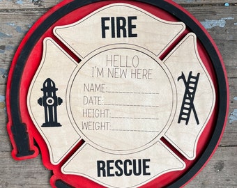 Firefighter Baby Milestone, Firefighter Birth Announcement, Firefighter Nursery, Firefighter Baby, Fire Fighter Family, Baby Shower Gift