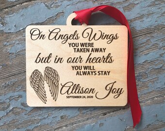 Personalized Memorial Angel Wing Christmas Ornament