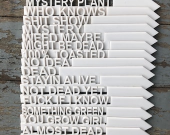 Funny Acrylic Garden Stakes: Humorous Plant Markers, Set of 18