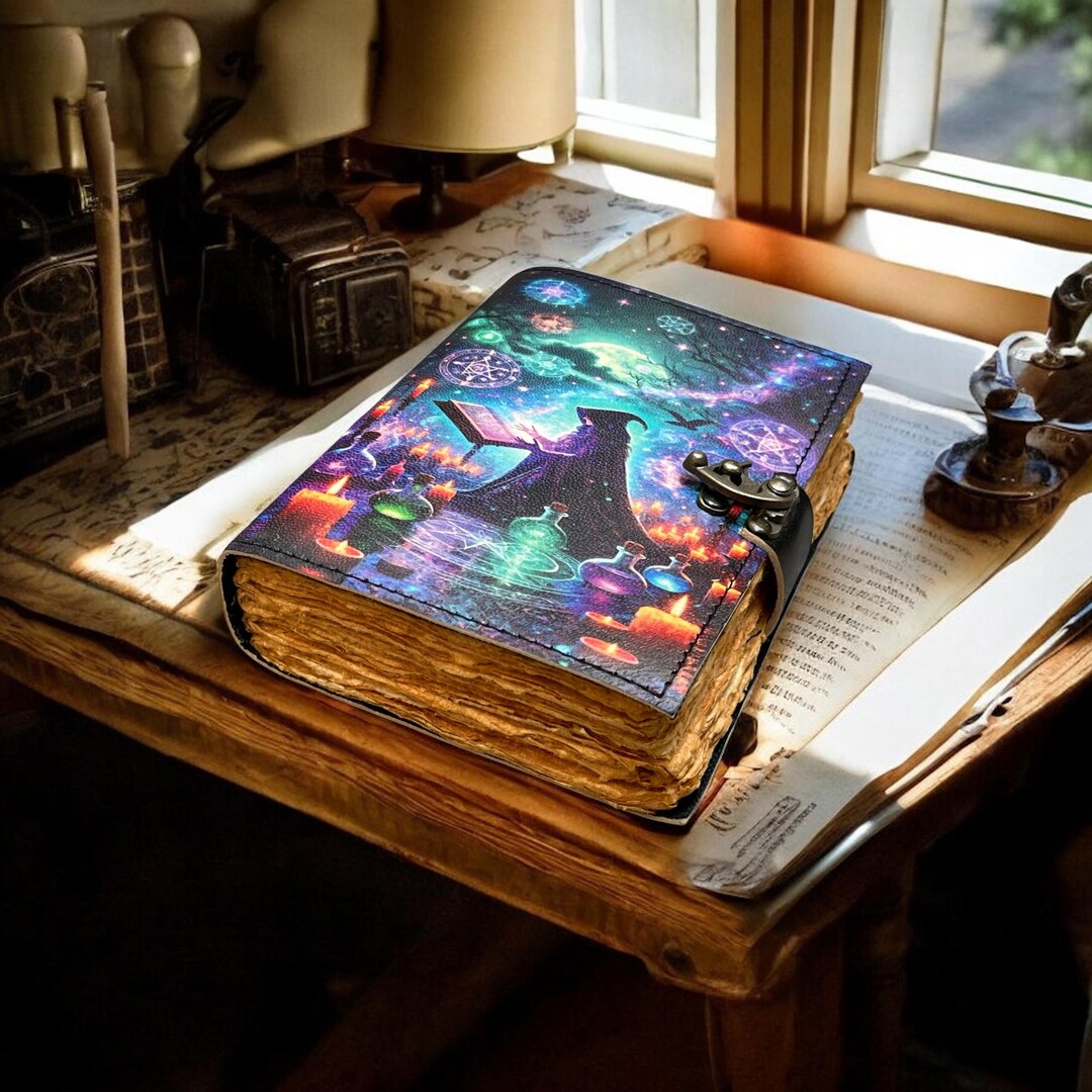 Witch Spell Book Leather Journal With Clasp | Grimoire of Shadows ...